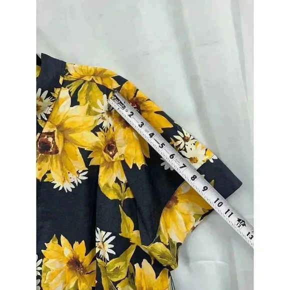 Jason Wu 2XP Blue Sunflower Floral‎ Tie Waist Button Down Collared Midi Dress - Picture 12 of 13